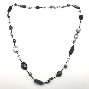 Silpada 925 Sterling Silver Pearl Multistone Long Black Strand Necklace 36"
